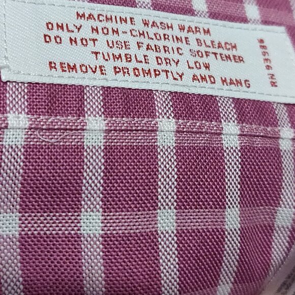 Brooks Brothers Long Sleeve Button Down Purple/White Windowpane Shirt LARGE - Picture 5 of 6